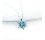 Frozen Snowflake Inspired Ocean Blue Pendant Necklace Princess Jewelry Accessories Dark Blue for Girls & Women