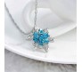 Frozen Snowflake Inspired Ocean Blue Pendant Necklace Princess Jewelry Accessories Dark Blue for Girls & Women