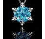 Frozen Snowflake Inspired Ocean Blue Pendant Necklace Princess Jewelry Accessories Dark Blue for Girls & Women