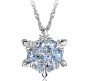 Frozen Snowflake Inspired Ocean Blue Pendant Necklace Princess Jewelry Accessories Light Blue for Girls & Women