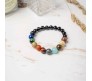 7 Chakra Natural Stones Reiki Healing Meditation and Protection 6-8mm Crystal Beads Multicolor Bracelet for Men and Women