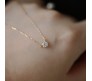 Cubic Zircon Solitaire Single Diamond Necklace Chain For Women, Single Stone Gold Chain for Women Jewellery, Valentine Gift for Girls