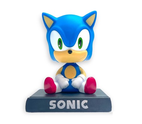 Sonic Cartoon Game Bobble Head for Car Dashboard with Mobile Holder Action Figure Toys Collectible Bobblehead Showpiece For Office Desk Table Top Toy For Kids and Adults Multicolor