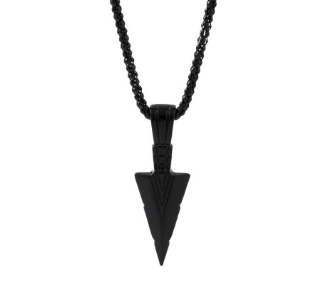 HQ Black Spear Arrow Shape Pendant Locket with Chain Necklace Stylish Stainless Steel for Boys and Mens