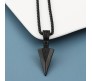 HQ Black Spear Arrow Shape Pendant Locket with Chain Necklace Stylish Stainless Steel for Boys and Mens