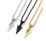 HQ Combo Set of 3 Spear Arrow Shape Pendant Locket with Chain Necklace Stylish Stainless Steel Silver Gold Black for Boys and Mens