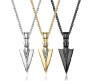 HQ Combo Set of 3 Spear Arrow Shape Pendant Locket with Chain Necklace Stylish Stainless Steel Silver Gold Black for Boys and Mens