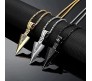 HQ Combo Set of 3 Spear Arrow Shape Pendant Locket with Chain Necklace Stylish Stainless Steel Silver Gold Black for Boys and Mens