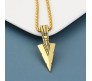 HQ Gold Spear Arrow Shape Pendant Locket with Chain Necklace Stylish Stainless Steel for Boys and Mens