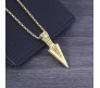 HQ Gold Spear Arrow Shape Pendant Locket with Chain Necklace Stylish Stainless Steel for Boys and Mens