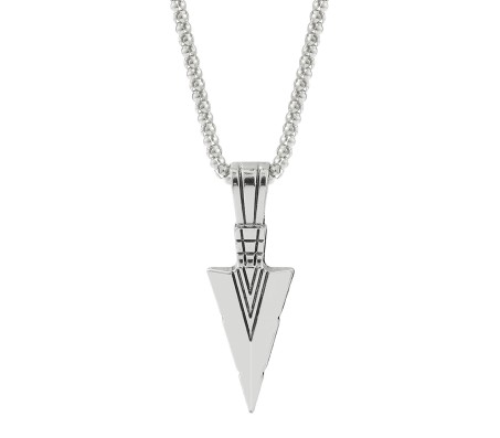 HQ Silver Spear Arrow Shape Pendant Locket with Chain Necklace Stylish Stainless Steel for Boys and Mens