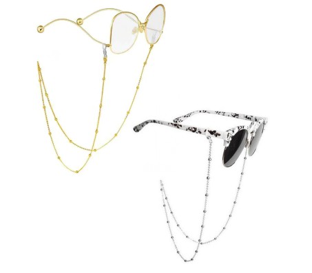 Adjustable Spectacle Eyeglass Gold Silver Beads Chains Beaded For Sunglass Spectacles Chain String Glasses Spec Lanyard Holder Strap for Women