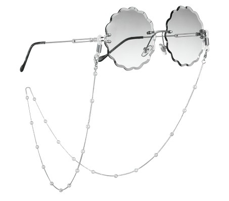 Adjustable Spectacle Pearl Eyeglass Silver Chains Beaded For Sunglass Spectacles Chain String Glasses Spec Lanyard Holder Strap for Women