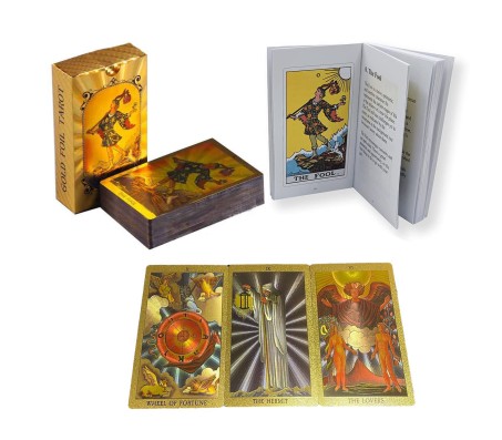 Original Tarot Cards Deck with Guidebook, Luxury Tarot Card Deck, Durable Waterproof Gold Foil Tarot Decks Fortune Telling Game for Beginners