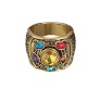 Thanos Inspired Infinity Stones Gauntlet Brass Crystal Gold Plated Power Cosplay Costume Accessory Ring for Men and Boys