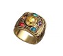 Thanos Inspired Infinity Stones Gauntlet Brass Crystal Gold Plated Power Cosplay Costume Accessory Ring for Men and Boys