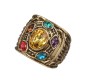 Thanos Inspired Infinity Stones Gauntlet Brass Crystal Gold Plated Power Cosplay Costume Accessory Ring for Men and Boys