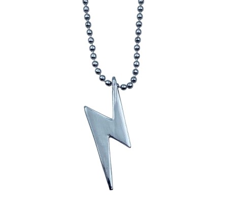 Lightning Flash Bolt Pendant Charm Necklace Silver Stainless Steel Pendant for Men and Boys