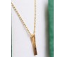 3D Twisted Cuboid Vertical Bar/Stick Stainless Steel Locket Gold Pendant Necklace for Boys and Men