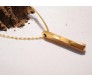 3D Twisted Cuboid Vertical Bar/Stick Stainless Steel Locket Gold Pendant Necklace for Boys and Men