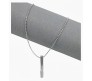 3D Twisted Cuboid Vertical Bar/Stick Stainless Steel Locket Silver Pendant Necklace for Boys and Men