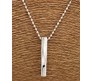 3D Twisted Cuboid Vertical Bar/Stick Stainless Steel Locket Silver Pendant Necklace for Boys and Men