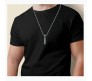 3D Twisted Cuboid Vertical Bar/Stick Stainless Steel Locket Silver Pendant Necklace for Boys and Men