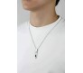 3D Twisted Cuboid Vertical Bar/Stick Stainless Steel Locket Silver Pendant Necklace for Boys and Men