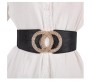 Elastic Fabric Waist Belt for Dress One Piece Stylish Circle-Shaped Design Stretchy Big Designer Broad Ladies Belt for Women Dresses Fancy Stretchable Black - Free Size