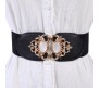 Elastic Fabric Waist Belt for Dress One Piece Stylish Vintage Design Stretchy Big Designer Broad Ladies Belt for Women Dresses Fancy Stretchable Black - Free Size