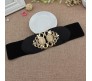 Elastic Fabric Waist Belt for Dress One Piece Stylish Vintage Design Stretchy Big Designer Broad Ladies Belt for Women Dresses Fancy Stretchable Black - Free Size