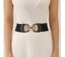 Elastic Fabric Waist Belt for Dress One Piece Stylish Bow-Shaped Design Stretchy Big Designer Broad Ladies Belt for Women Dresses Fancy Stretchable Black - Free Size