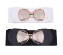 Elastic Fabric Waist Belt for Dress One Piece Stylish Bow-Shaped Design Stretchy Big Designer Broad Ladies Belt for Women Dresses Fancy Stretchable Black White - Free Size