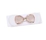 Elastic Fabric Waist Belt for Dress One Piece Stylish Bow-Shaped Design Stretchy Big Designer Broad Ladies Belt for Women Dresses Fancy Stretchable White - Free Size