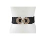 Elastic Fabric Waist Belt for Dress One Piece Stylish Circle Design Stretchy Big Designer Broad Ladies Belt for Women Dresses Fancy Stretchable Black - Free Size