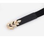 Elastic Fabric Waist Belt for Dress One Piece Stylish Leaf Design Stretchy Slim Designer Ladies Belt for Women Dresses Fancy Stretchable Black - Free Size