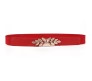 Elastic Fabric Waist Belt for Dress One Piece Stylish Leaf Design Stretchy Slim Designer Ladies Belt for Women Dresses Fancy Stretchable Red - Free Size