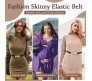 Elastic Fabric Waist Belt for Dress One Piece Stylish Pearl Design Stretchy Slim Designer Ladies Belt for Women Dresses Fancy Stretchable Combo Set of 4 - Free Size