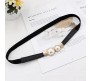 Elastic Fabric Waist Belt for Dress One Piece Stylish Pearl Design Stretchy Slim Designer Ladies Belt for Women Dresses Fancy Stretchable Black - Free Size