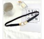 Elastic Fabric Waist Belt for Dress One Piece Stylish Pearl Design Stretchy Slim Designer Ladies Belt for Women Dresses Fancy Stretchable Black - Free Size