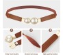 Elastic Fabric Waist Belt for Dress One Piece Stylish Pearl Design Stretchy Slim Designer Ladies Belt for Women Dresses Fancy Stretchable Brown - Free Size