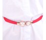 Elastic Fabric Waist Belt for Dress One Piece Stylish Pearl Design Stretchy Slim Designer Ladies Belt for Women Dresses Fancy Stretchable Red - Free Size