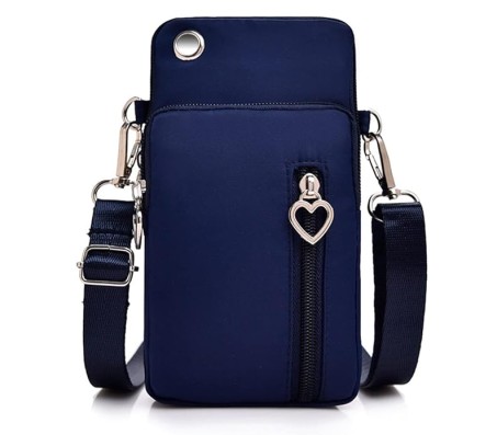 Small Crossbody Wallet Phone Space Bag for Women Mini Shoulder Handbag Wallet with Credit Card Slots Ladies Mobile Holder Pouch Gift Item Purse Navy Blue