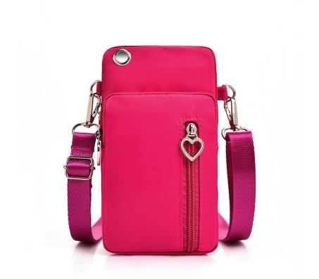 Small Crossbody Wallet Phone Space Bag for Women Mini Shoulder Handbag Wallet with Credit Card Slots Ladies Mobile Holder Pouch Gift Item Purse Pink