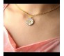 Fashion Daisy Pendant Necklace for Women and Girls, White Colour Flower Small Charm Pendant Gold Plated Chain Necklace B1