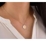 Fashion Daisy Pendant Necklace for Women and Girls, White Colour Flower Small Charm Pendant Gold Plated Chain Necklace B1