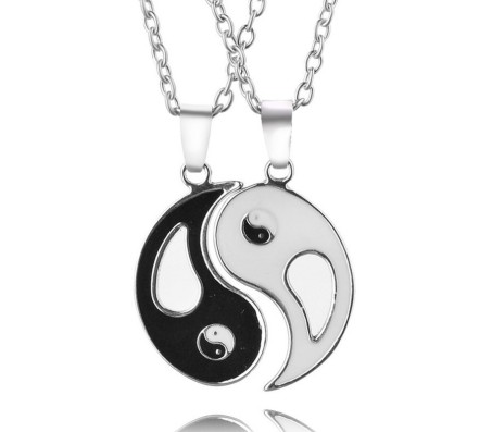 Yin Yang Pendant Interlocking Love Necklaces for Couples Heart Pendant Best Friend Necklace for Women Jewelry Gift for Him and Her BFF Gifts Combo Friendship Pendants