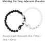 2 Pcs Handmade Yin Yang Bracelet Set Adjustable Natural Stone Bead for Best Friend Tai Chi Couple Bracelet