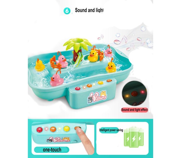 Go Fishing Toy with Music and Light Doule Race Duck Fishing Game