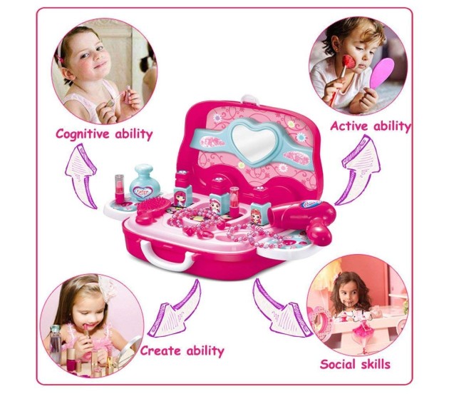 19 pcs Little Girls Pretend Makeup Set Cosmetic Beauty Salon Toy